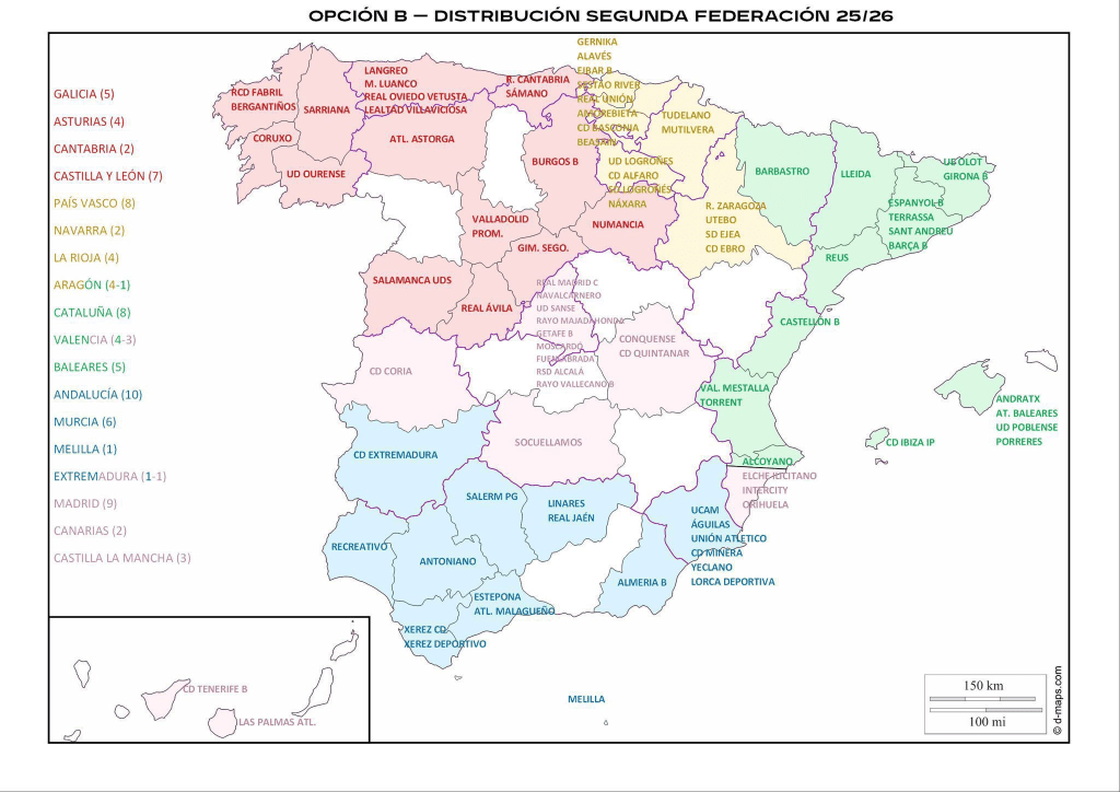 Los grupos de 2ª RFEF para la temporada 25/26  ya son&nbsp;oficiales