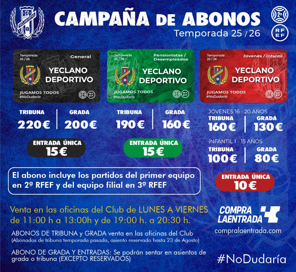 El Yeclano Deportivo hace publica su campaña de&nbsp;abonos